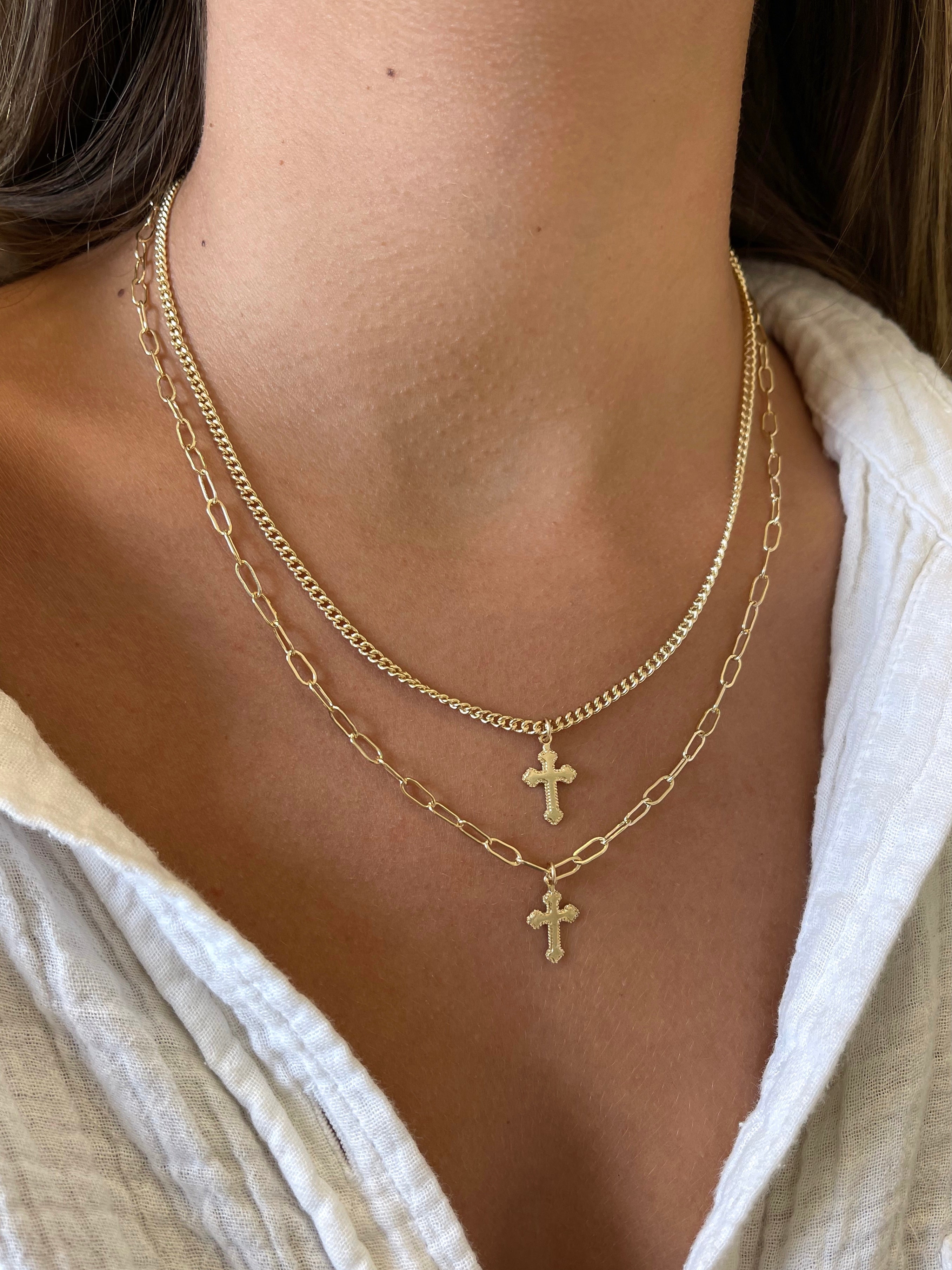 Luv AJ Molten Cross Pendant Necklace in Gold | American Threads