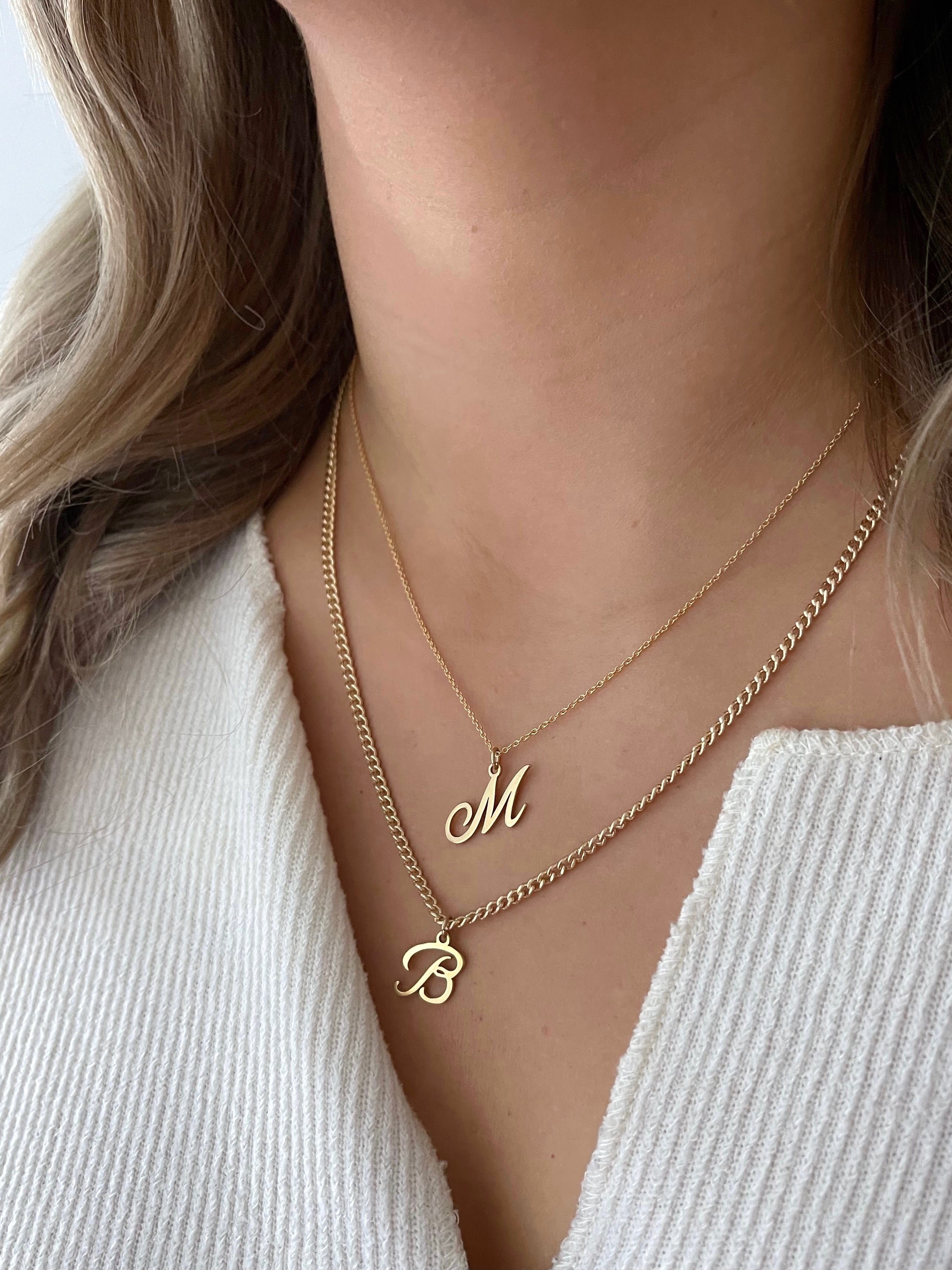 Sideways Two Initial Necklace Sterling Silver Double 2 Letter For Women  Personalized Christmas Gift Jewelry - Yahoo Shopping