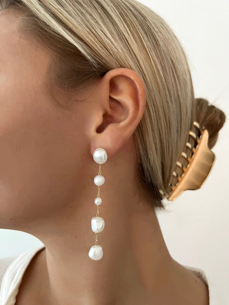 【HYERES LOR】24FW★ H edition SL (W) WH Pearl Earrings 6mm Minimalist Shell Pearl Earrings E0669 – simsmore